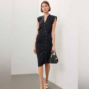 Veronica Beard Ruched Black Shirt Dress NWOT‎ 00